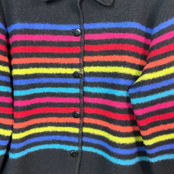 Requirements sweater jacket XL extra large rainbow cardigan black stripe serape - Picture 4 of 11